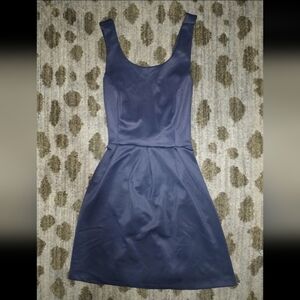 Everleigh Crossback Navy Blue Satin Mini Dress sz M